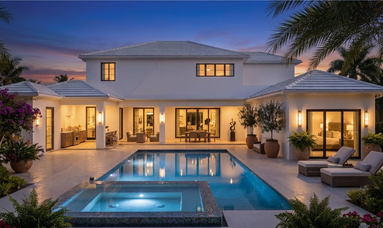 Pool and spa at twilight